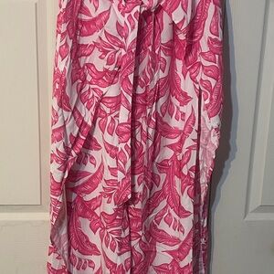 Caribbean Joe Pink and White Tropical palazzo pants